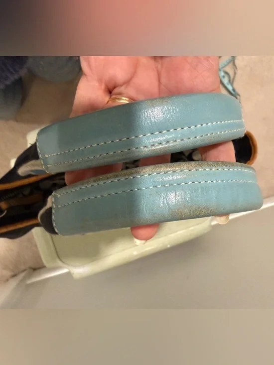 Coach 1941 Black Tote Bag with Light Blue Trim and Tan Accents - Picture 6 of 13